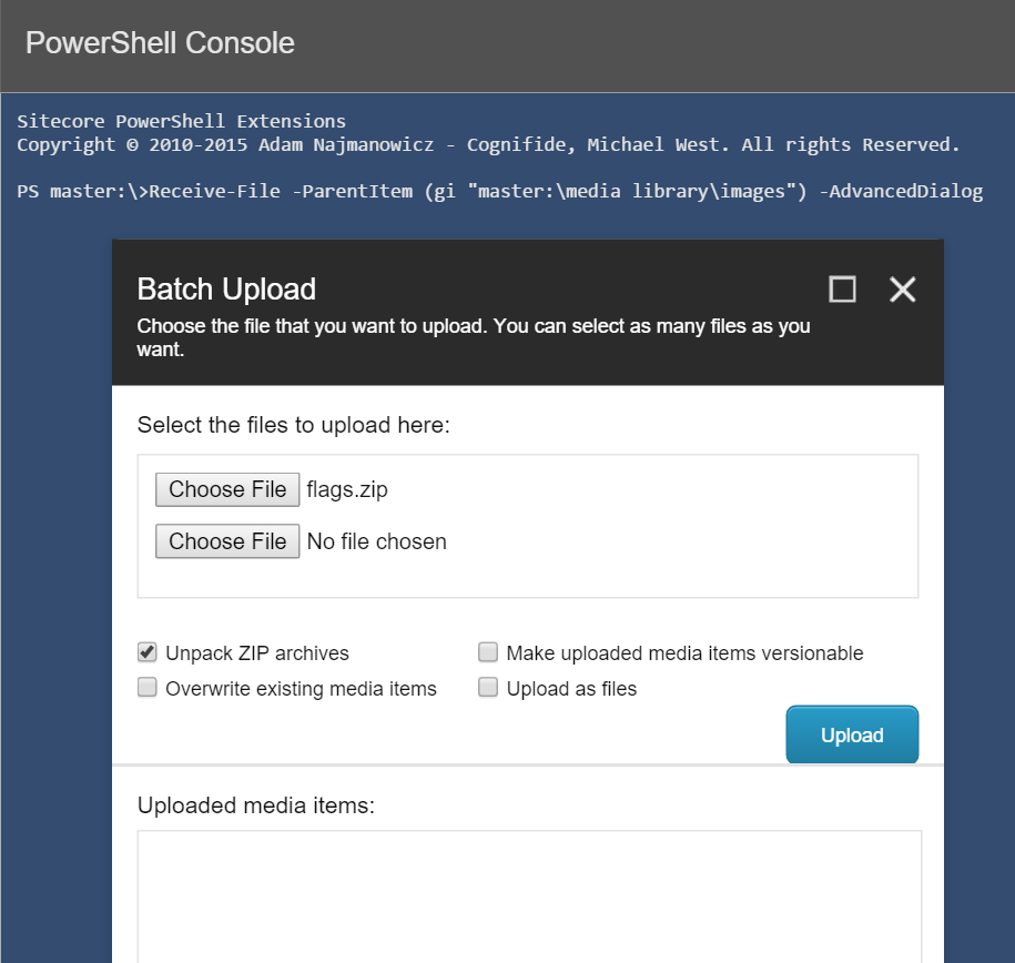 SPE Upload Dialog